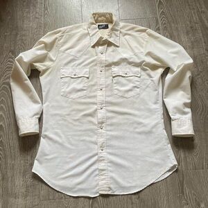 Levi's Men's Cream Vintage 80s Pearl Snap Western Shirt